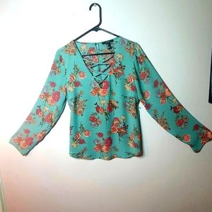 Forever 21 Floral Long Sleeve Blouse